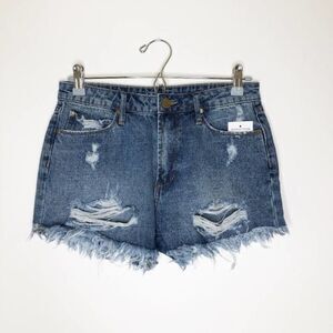 ARTICLES OF SOCIETY Ripped High Waist Denim Shorts